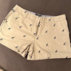 British Khaki Giraffe Embroidered shorts